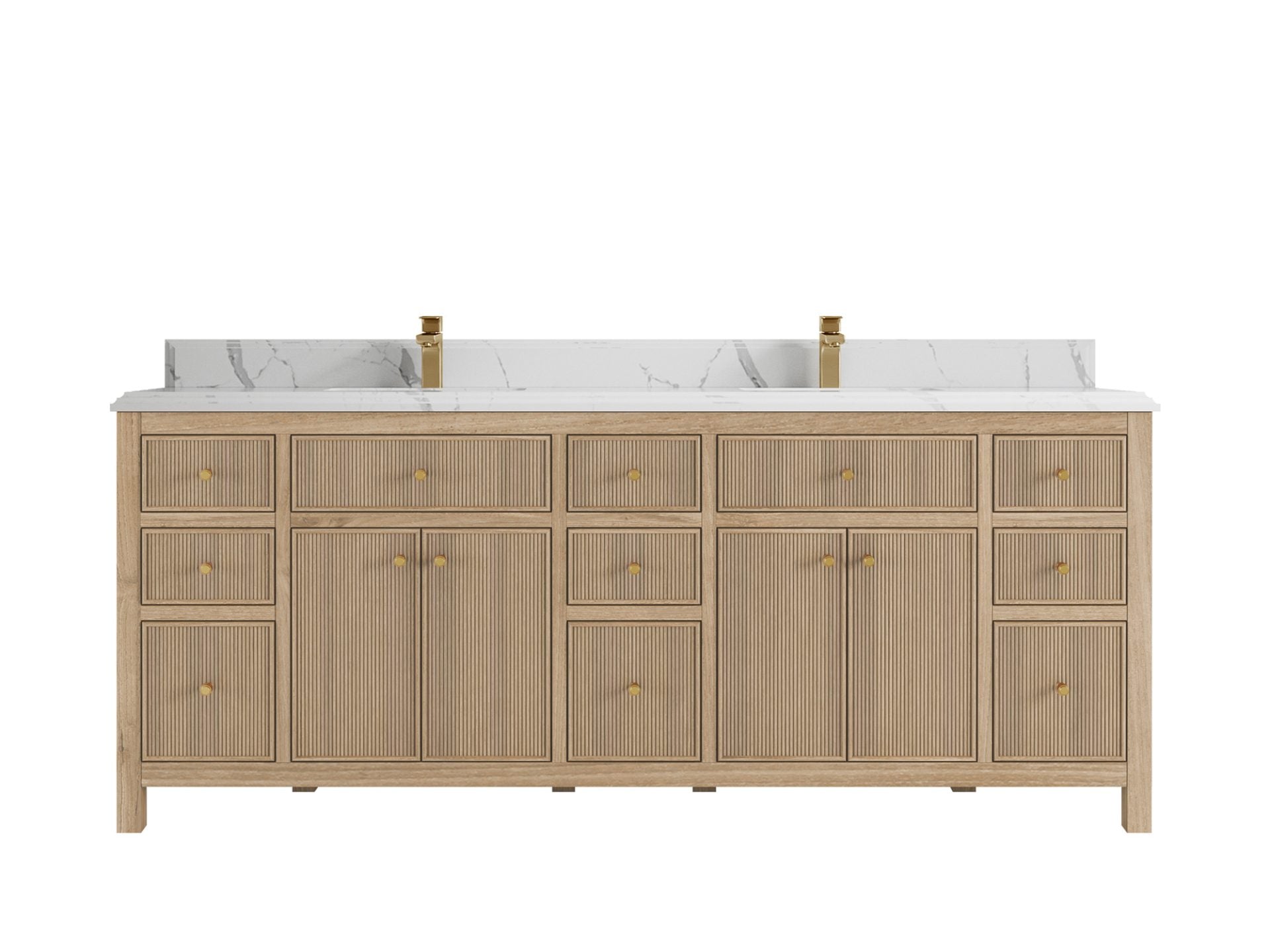 Sonoma Reeded Teak Wood 84 in. W x 22 in. D Double Sink Bathroom Vanity