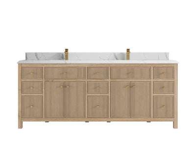 Sonoma Reeded Teak Wood 84 in. W x 22 in. D Double Sink Bathroom Vanity