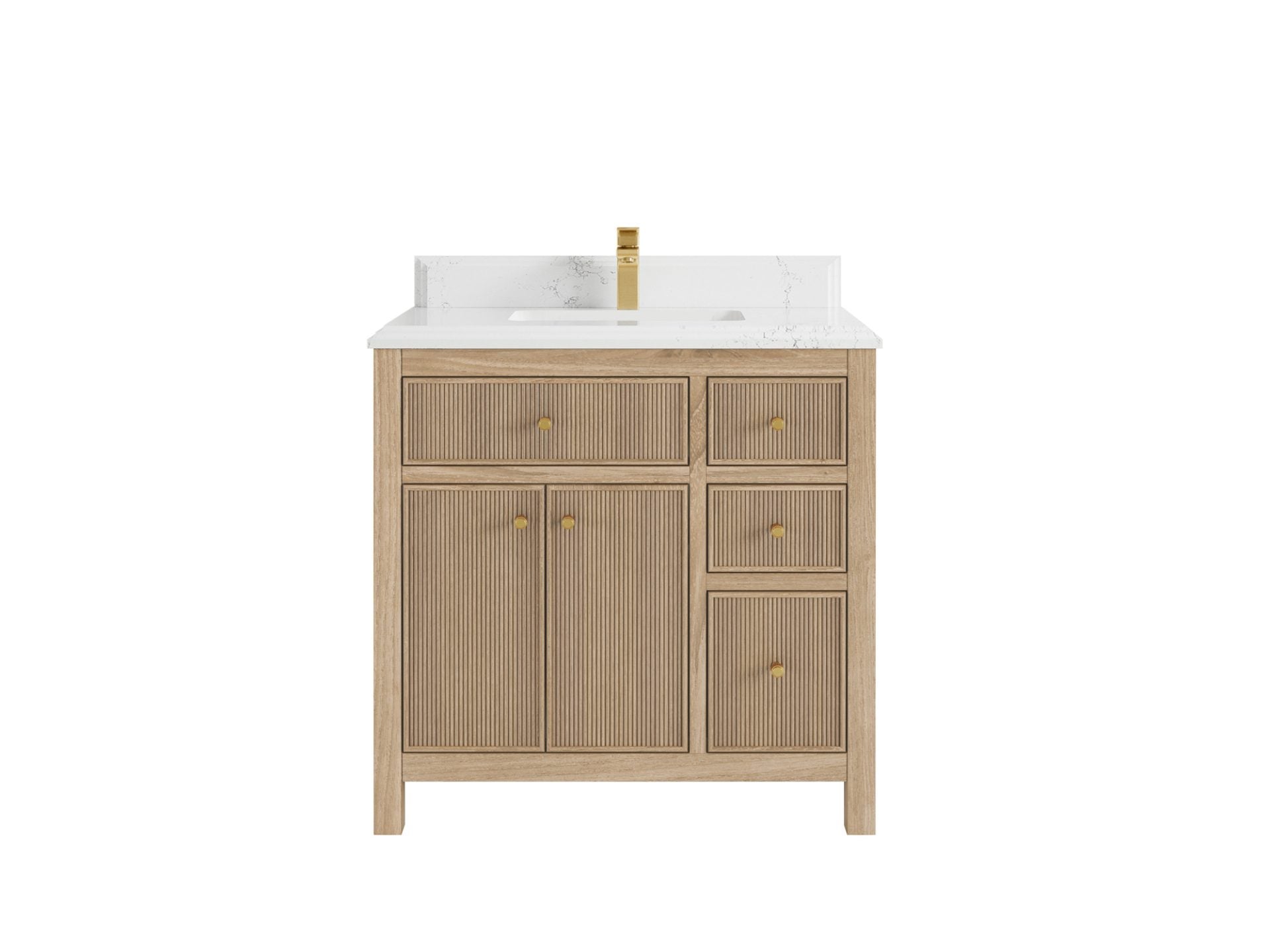 Sonoma Reeded Teak Wood 36 in. W x 22 in. D Center Sink Bathroom Vanity