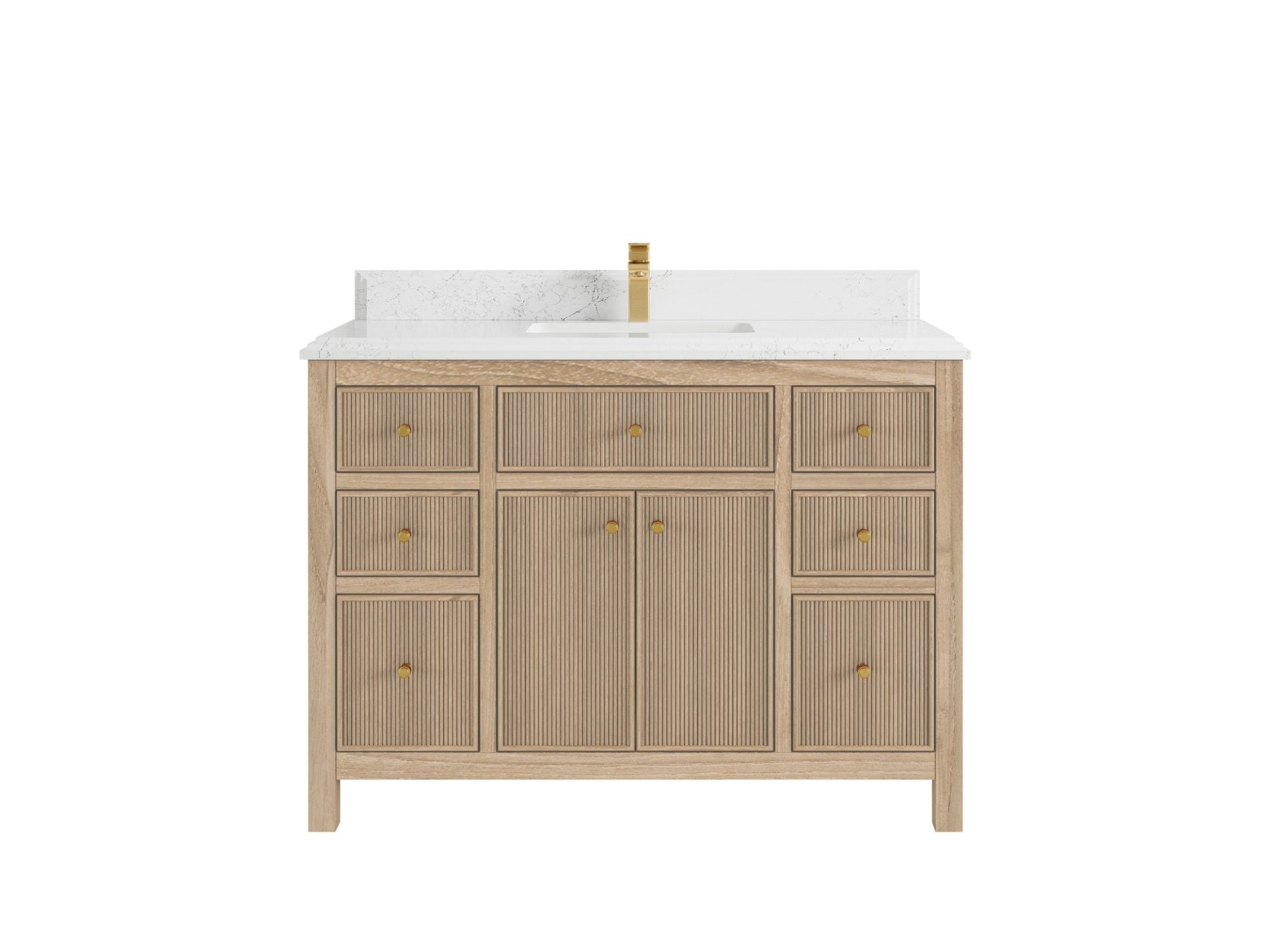 Sonoma Reeded Teak Wood 48 in. W x 22 in. D Single Sink Bathroom Vanity