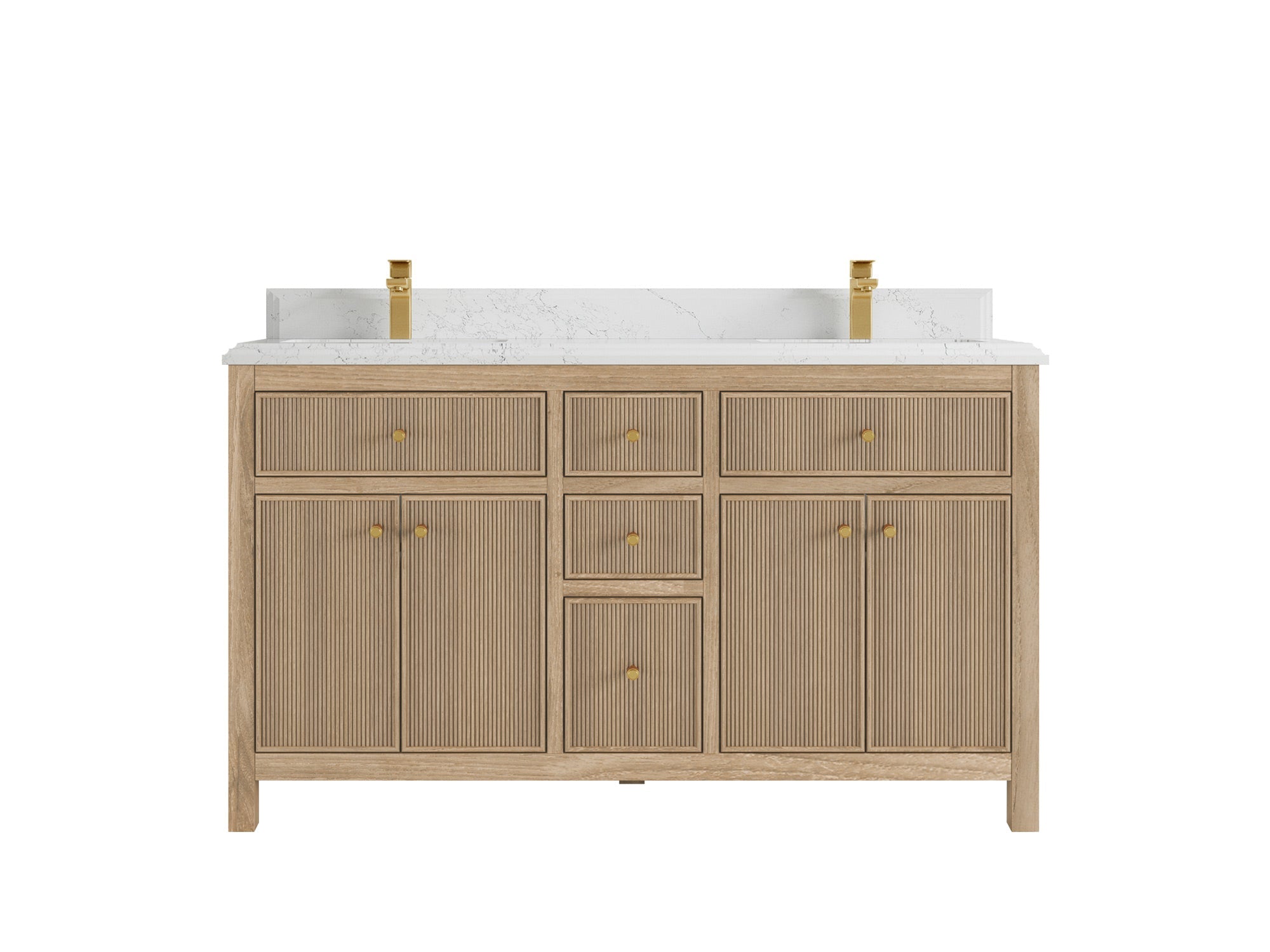 Sonoma Reeded Teak Wood 60 in. W x 22 in. D Double Sink Bathroom Vanity