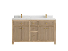 Sonoma Reeded Teak Wood 60 in. W x 22 in. D Double Sink Bathroom Vanity - photo 16