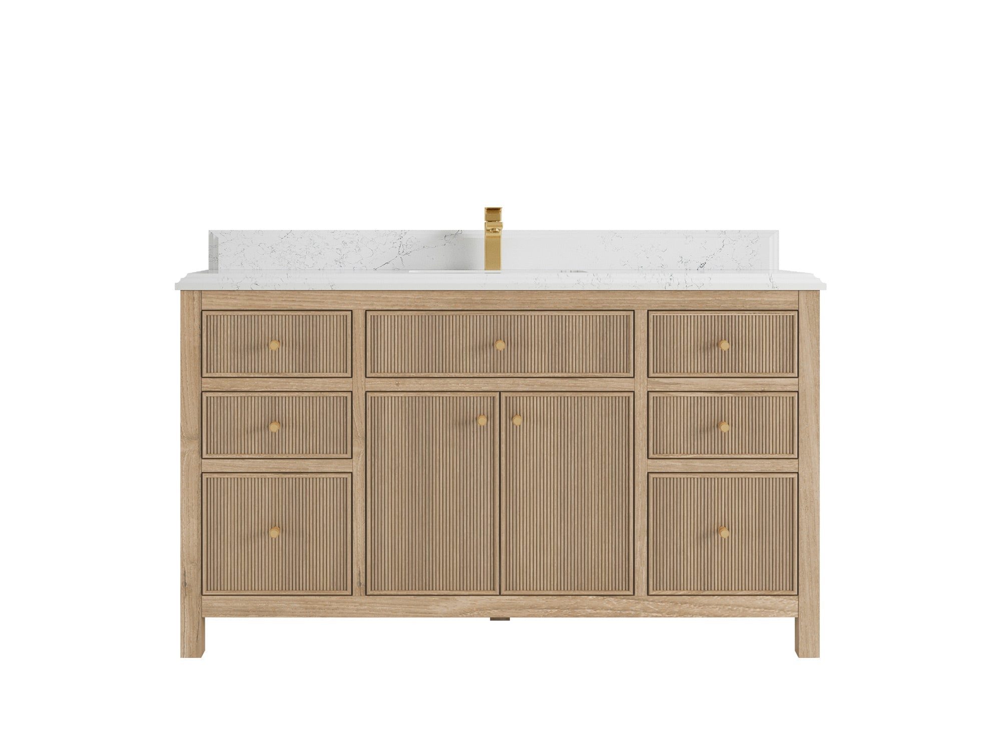 Sonoma Reeded Teak Wood 60 in. W x 22 in. D Single Sink Bathroom Vanity