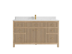 Sonoma Reeded Teak Wood 60 in. W x 22 in. D Single Sink Bathroom Vanity - photo 16