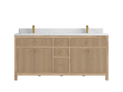 Sonoma Reeded Teak Wood 72 in. W x 22 in. D Double Sink Bathroom Vanity - photo 15