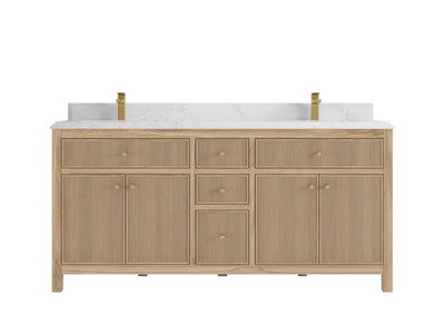 Sonoma Reeded Teak Wood 72 in. W x 22 in. D Double Sink Bathroom Vanity