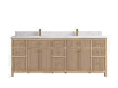 Sonoma Reeded Teak Wood 84 in. W x 22 in. D Double Sink Bathroom Vanity - photo 16