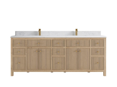 Sonoma Reeded Teak Wood 84 in. W x 22 in. D Double Sink Bathroom Vanity