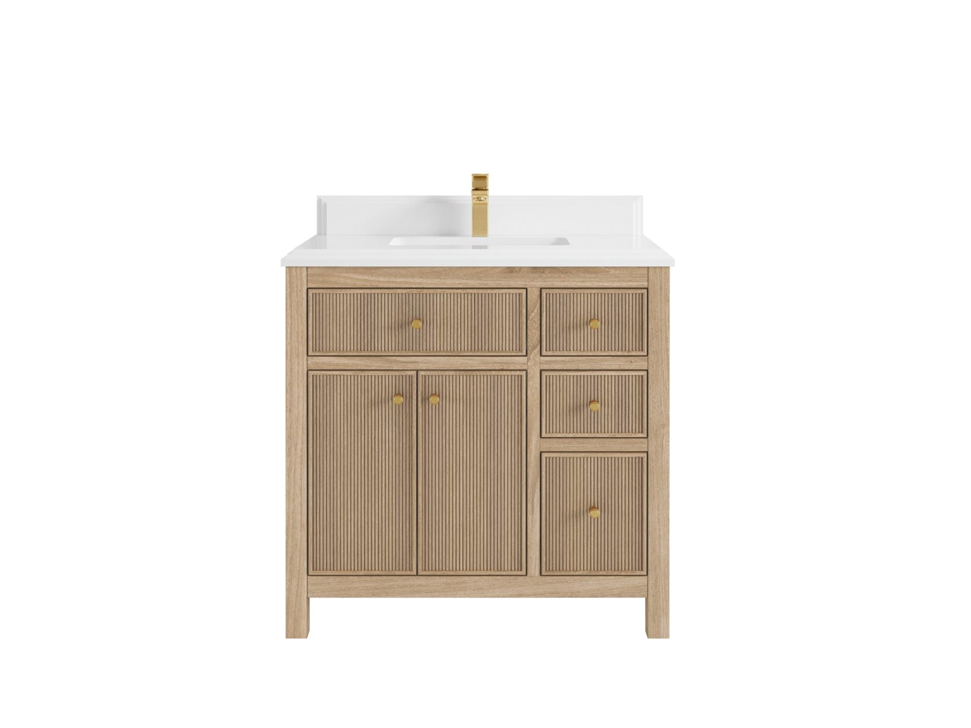 Sonoma Reeded Teak Wood 36 in. W x 22 in. D Center Sink Bathroom Vanity