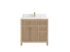 Sonoma Reeded Teak Wood 36 in. W x 22 in. D Center Sink Bathroom Vanity - photo 16