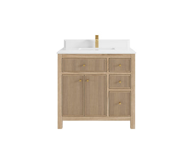 Sonoma Reeded Teak Wood 36 in. W x 22 in. D Center Sink Bathroom Vanity