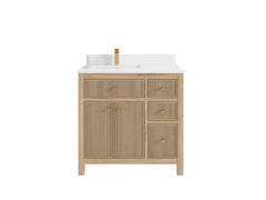 Sonoma Reeded Teak Wood 36 in. W x 22 in. D Left Offset Sink Bathroom Vanity - photo 17