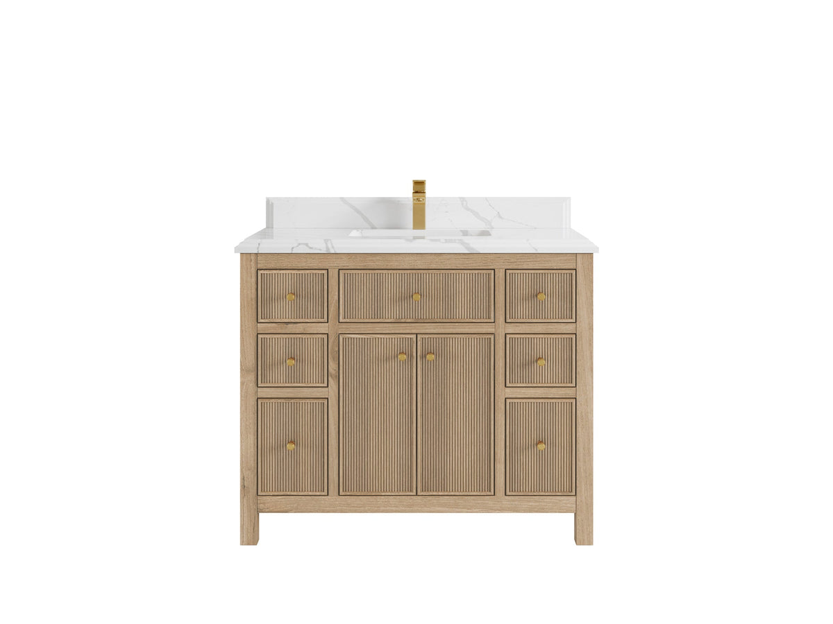 Sonoma Reeded Teak Wood 42 in. W x 22 in. D Single Sink Bathroom Vanity