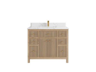 Sonoma Reeded Teak Wood 42 in. W x 22 in. D Single Sink Bathroom Vanity