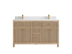 Sonoma Reeded Teak Wood 60 in. W x 22 in. D Double Sink Bathroom Vanity - photo 17