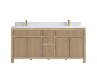 Sonoma Reeded Teak Wood 72 in. W x 22 in. D Double Sink Bathroom Vanity