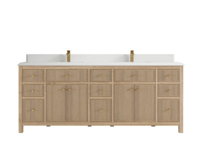 Sonoma Reeded Teak Wood 84 in. W x 22 in. D Double Sink Bathroom Vanity