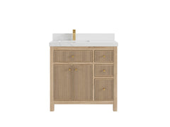Sonoma Reeded Teak Wood 36 in. W x 22 in. D Left Offset Sink Bathroom Vanity - photo 18