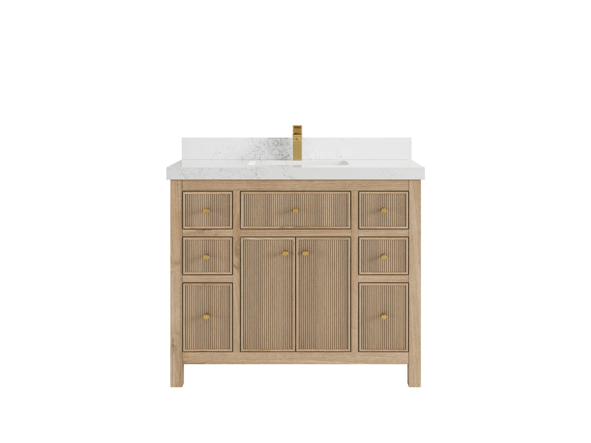 Sonoma Reeded Teak Wood 42 in. W x 22 in. D Single Sink Bathroom Vanity