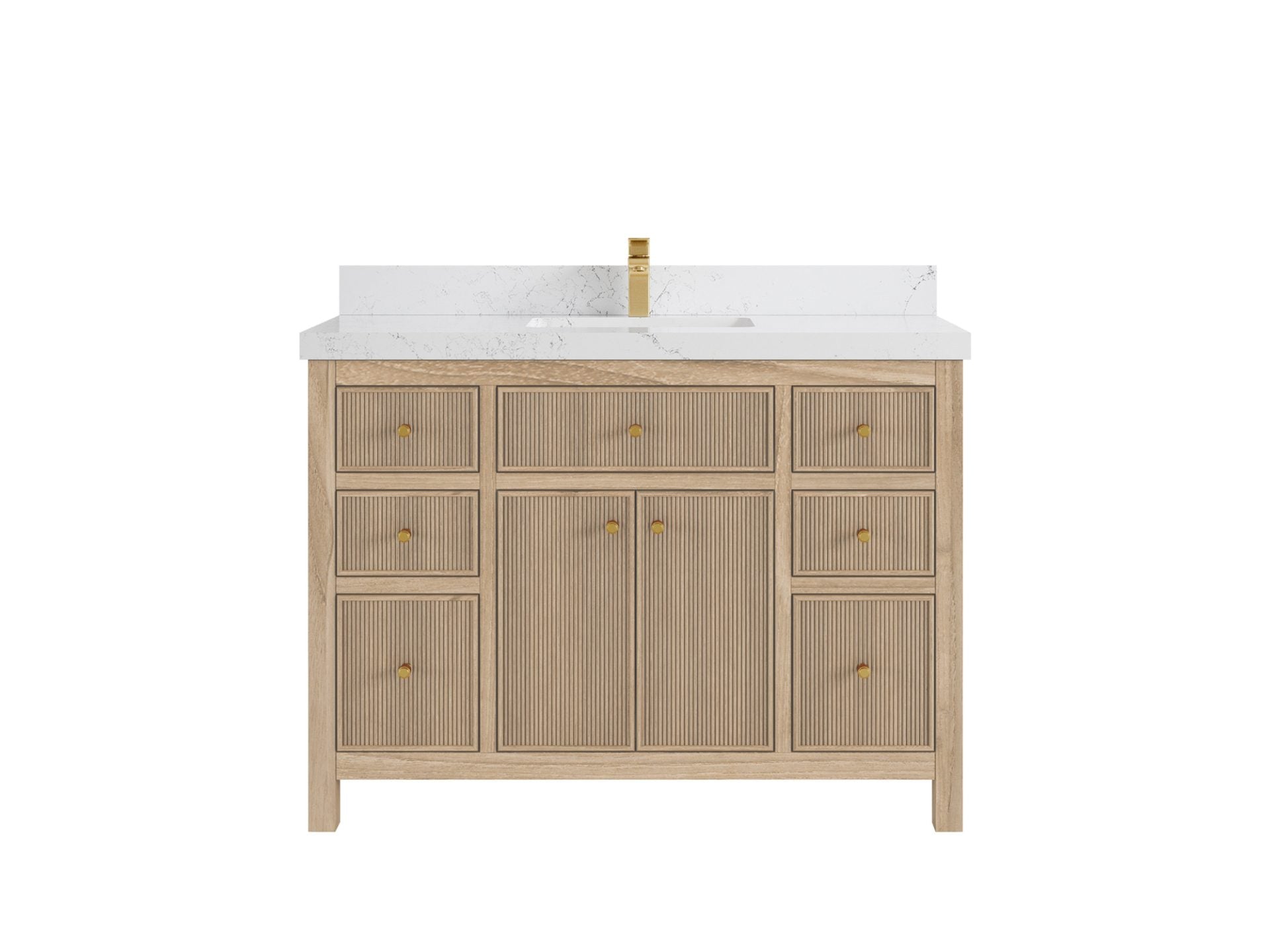 Sonoma Reeded Teak Wood 48 in. W x 22 in. D Single Sink Bathroom Vanity