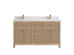 Sonoma Reeded Teak Wood 60 in. W x 22 in. D Double Sink Bathroom Vanity - photo 18