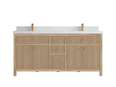 Sonoma Reeded Teak Wood 72 in. W x 22 in. D Double Sink Bathroom Vanity