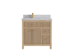 Sonoma Reeded Teak Wood 36 in. W x 22 in. D Left Offset Sink Bathroom Vanity - photo 19
