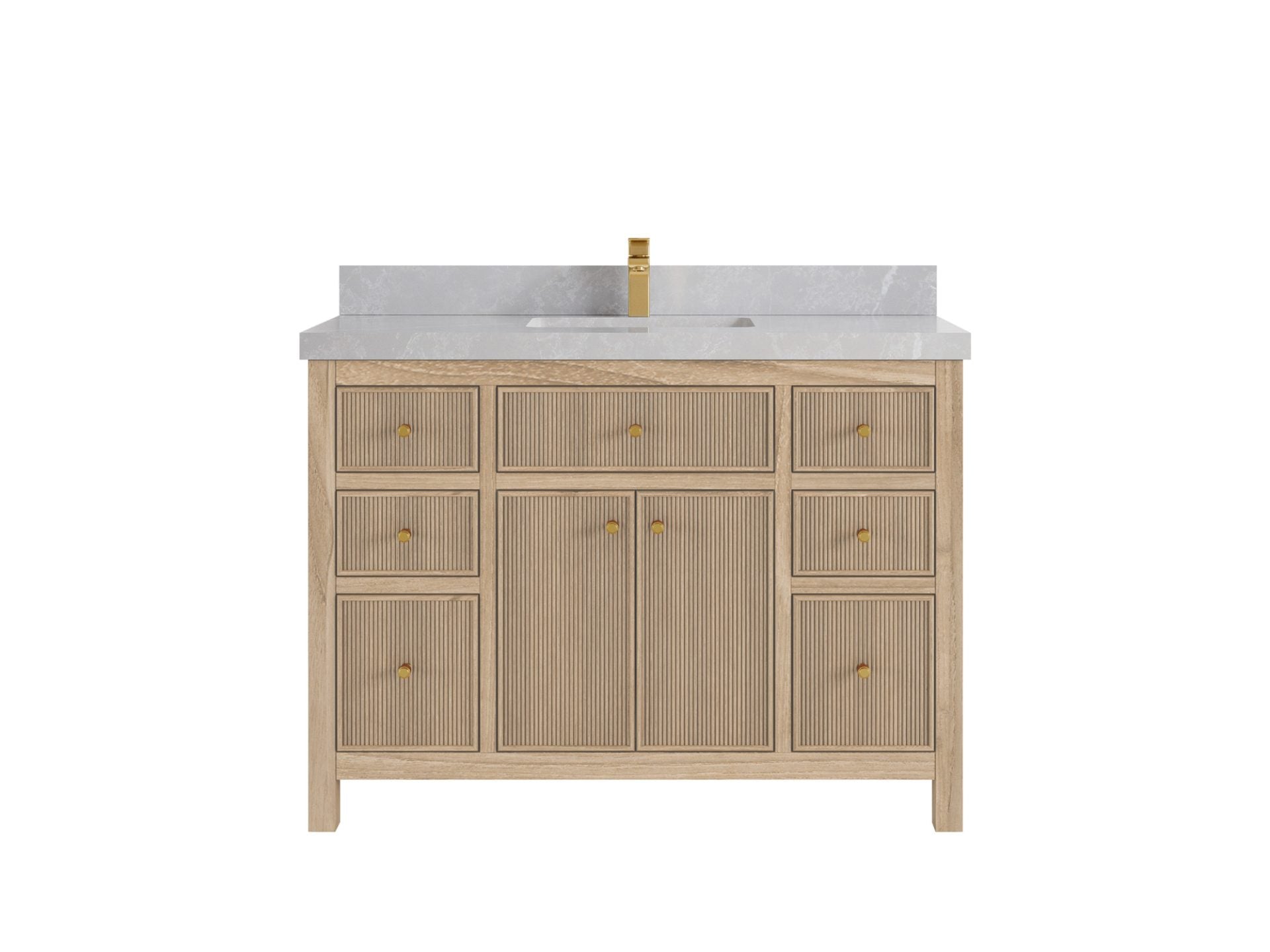 Sonoma Reeded Teak Wood 48 in. W x 22 in. D Single Sink Bathroom Vanity