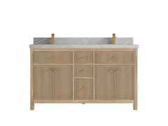 Sonoma Reeded Teak Wood 60 in. W x 22 in. D Double Sink Bathroom Vanity - photo 19