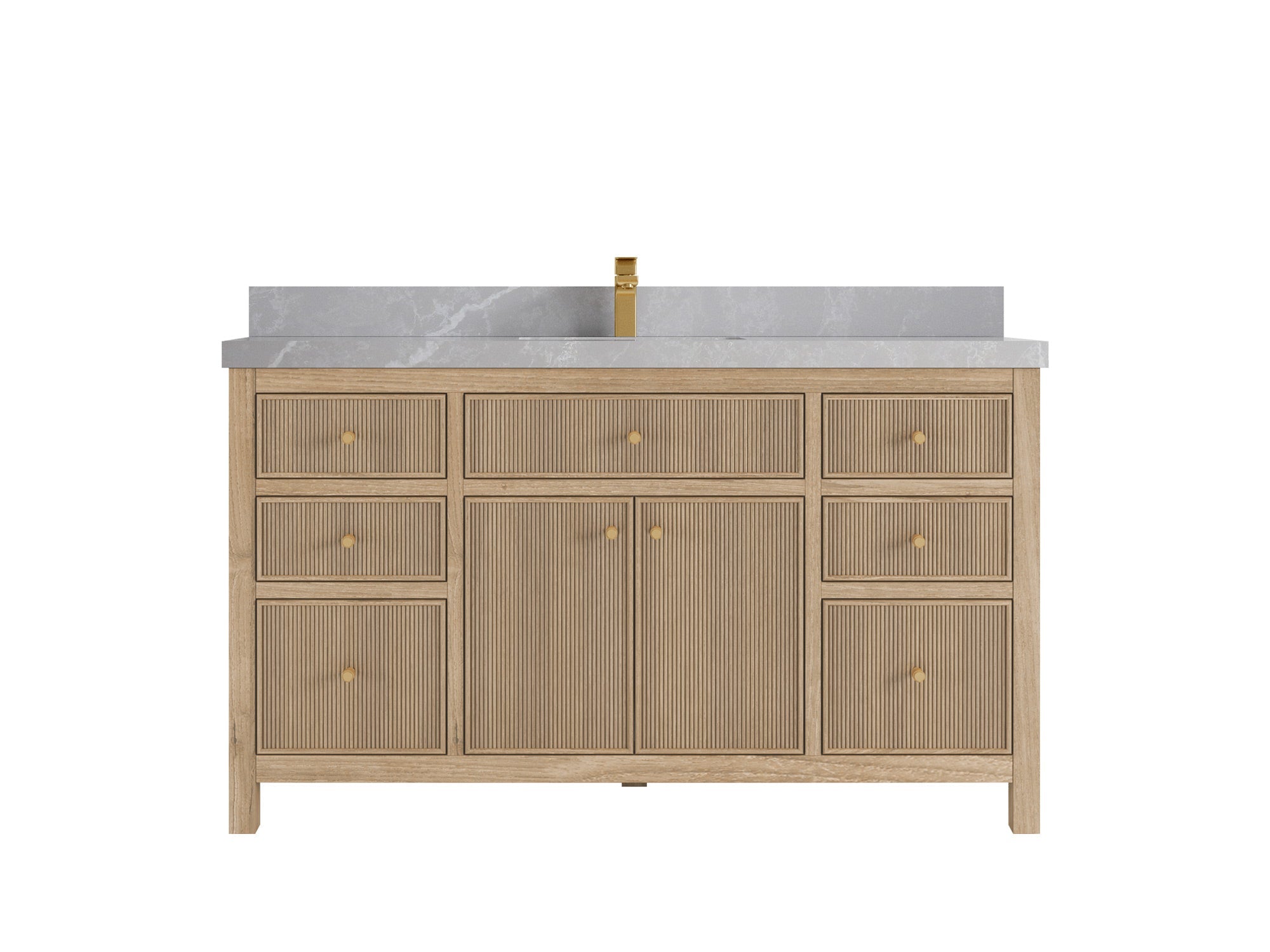 Sonoma Reeded Teak Wood 60 in. W x 22 in. D Single Sink Bathroom Vanity