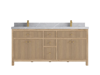 Sonoma Reeded Teak Wood 72 in. W x 22 in. D Double Sink Bathroom Vanity