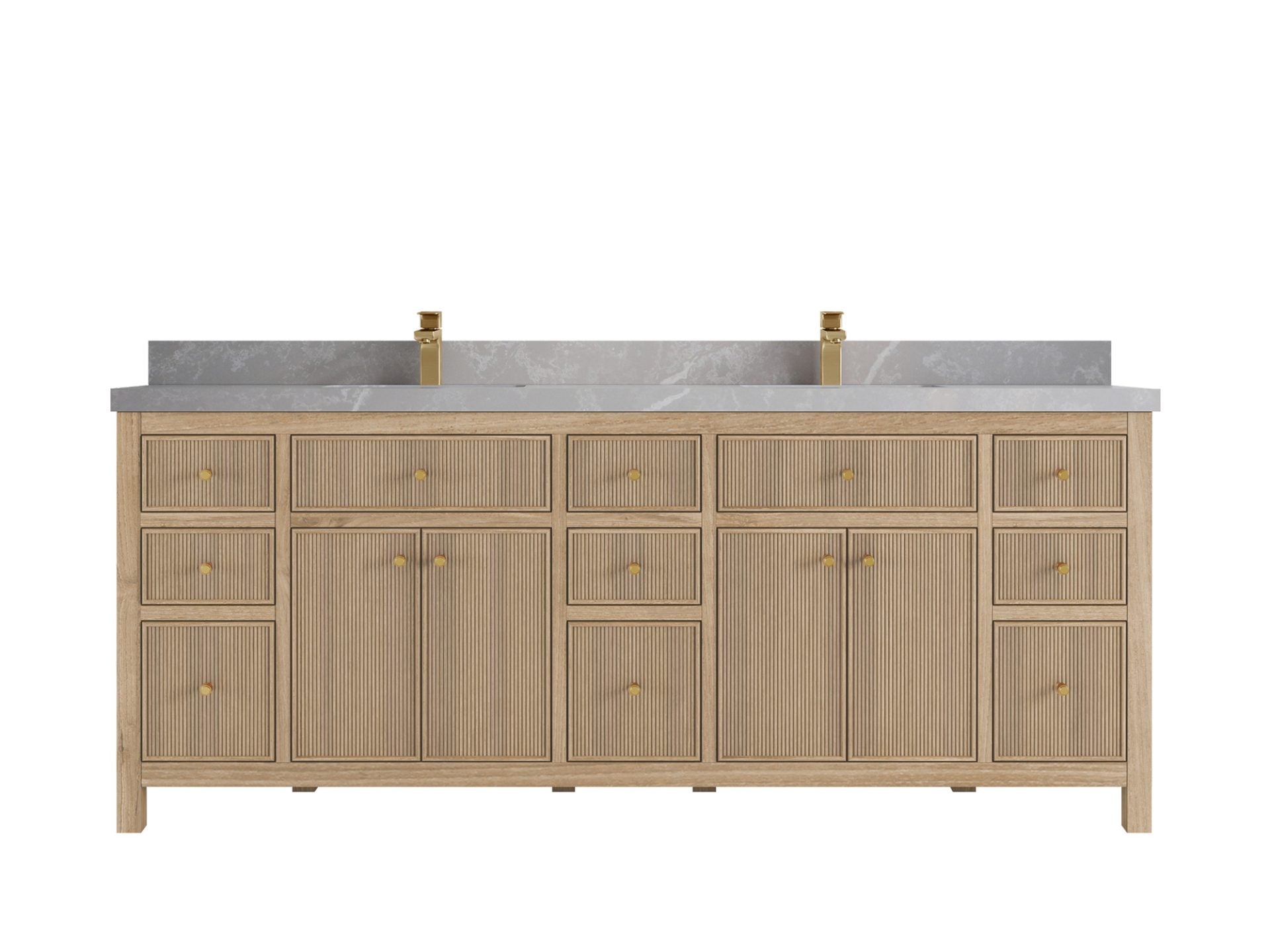 Sonoma Reeded Teak Wood 84 in. W x 22 in. D Double Sink Bathroom Vanity