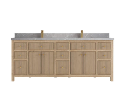 Sonoma Reeded Teak Wood 84 in. W x 22 in. D Double Sink Bathroom Vanity