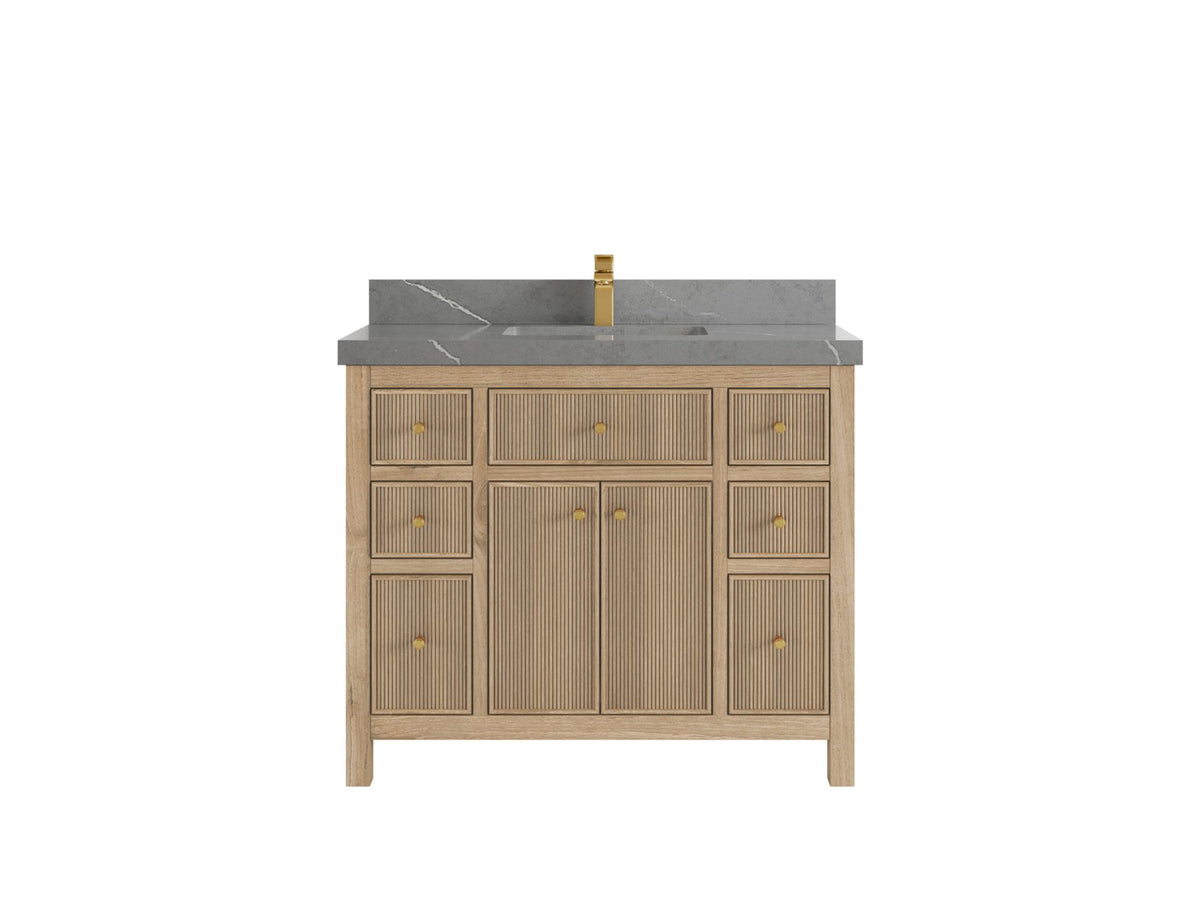 Sonoma Reeded Teak Wood 42 in. W x 22 in. D Single Sink Bathroom Vanity