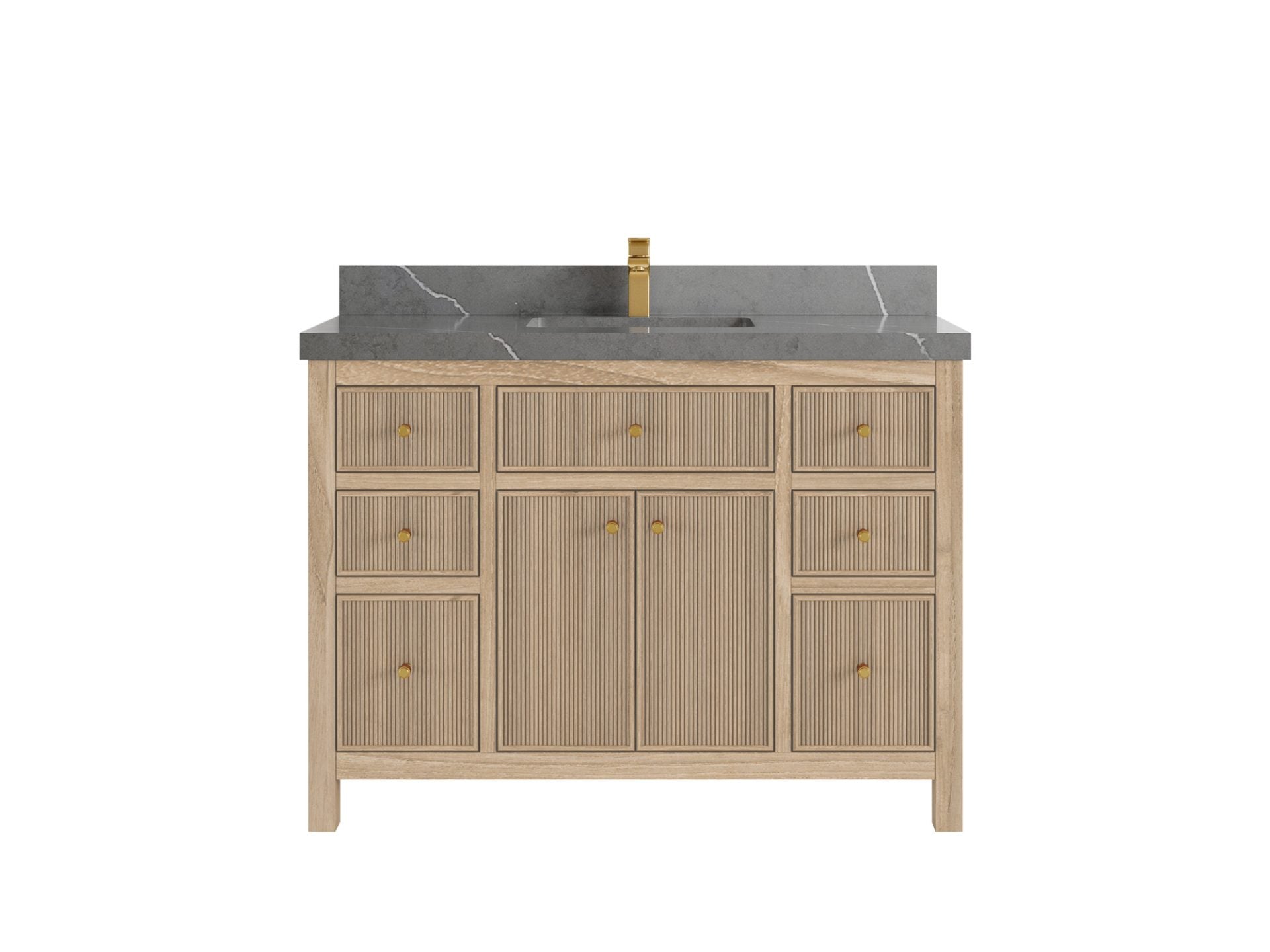 Sonoma Reeded Teak Wood 48 in. W x 22 in. D Single Sink Bathroom Vanity