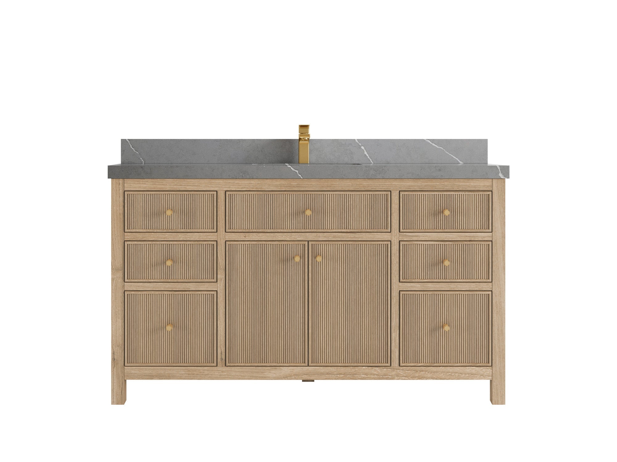 Sonoma Reeded Teak Wood 60 in. W x 22 in. D Single Sink Bathroom Vanity