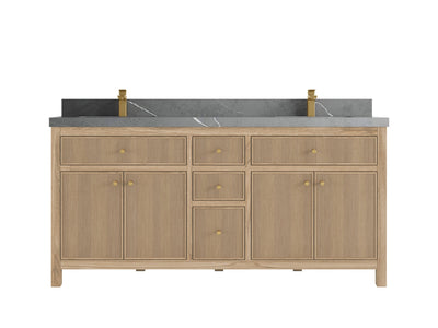 Sonoma Reeded Teak Wood 72 in. W x 22 in. D Double Sink Bathroom Vanity