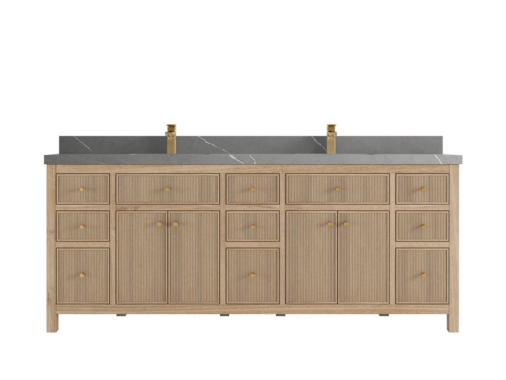 Sonoma Reeded Teak Wood 84 in. W x 22 in. D Double Sink Bathroom Vanity
