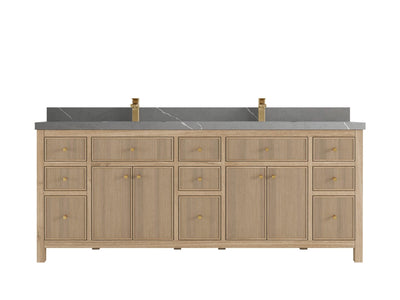 Sonoma Reeded Teak Wood 84 in. W x 22 in. D Double Sink Bathroom Vanity