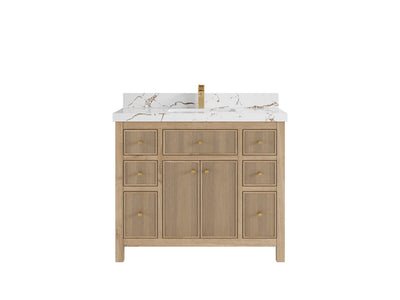 Sonoma Reeded Teak Wood 42 in. W x 22 in. D Single Sink Bathroom Vanity