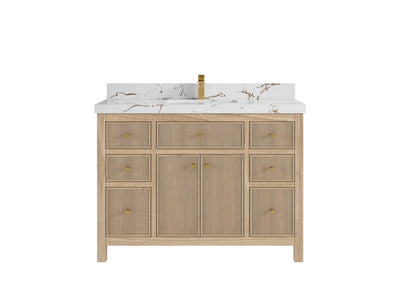 Sonoma Reeded Teak Wood 48 in. W x 22 in. D Single Sink Bathroom Vanity