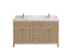 Sonoma Reeded Teak Wood 60 in. W x 22 in. D Double Sink Bathroom Vanity - photo 21