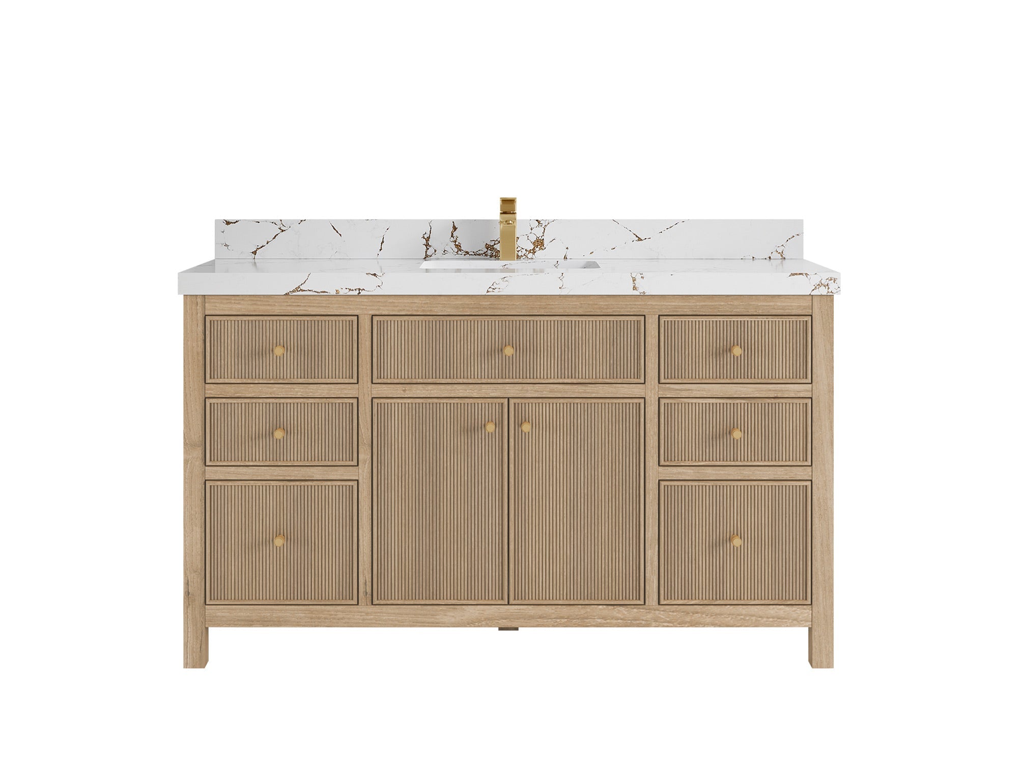 Sonoma Reeded Teak Wood 60 in. W x 22 in. D Single Sink Bathroom Vanity