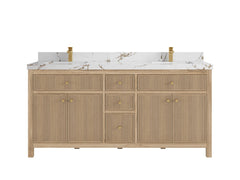 Sonoma Reeded Teak Wood 72 in. W x 22 in. D Double Sink Bathroom Vanity - photo 20