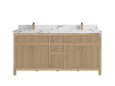 Sonoma Reeded Teak Wood 72 in. W x 22 in. D Double Sink Bathroom Vanity