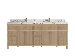 Sonoma Reeded Teak Wood 84 in. W x 22 in. D Double Sink Bathroom Vanity - photo 21