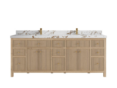 Sonoma Reeded Teak Wood 84 in. W x 22 in. D Double Sink Bathroom Vanity