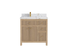 Sonoma Reeded Teak Wood 36 in. W x 22 in. D Left Offset Sink Bathroom Vanity - photo 22