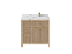 Sonoma Reeded Teak Wood 36 in. W x 22 in. D Right Offset Sink Bathroom Vanity - photo 22