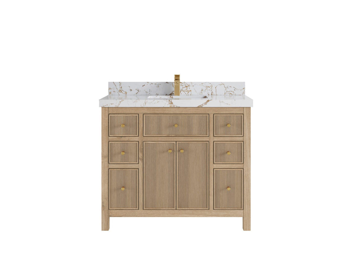 Sonoma Reeded Teak Wood 42 in. W x 22 in. D Single Sink Bathroom Vanity